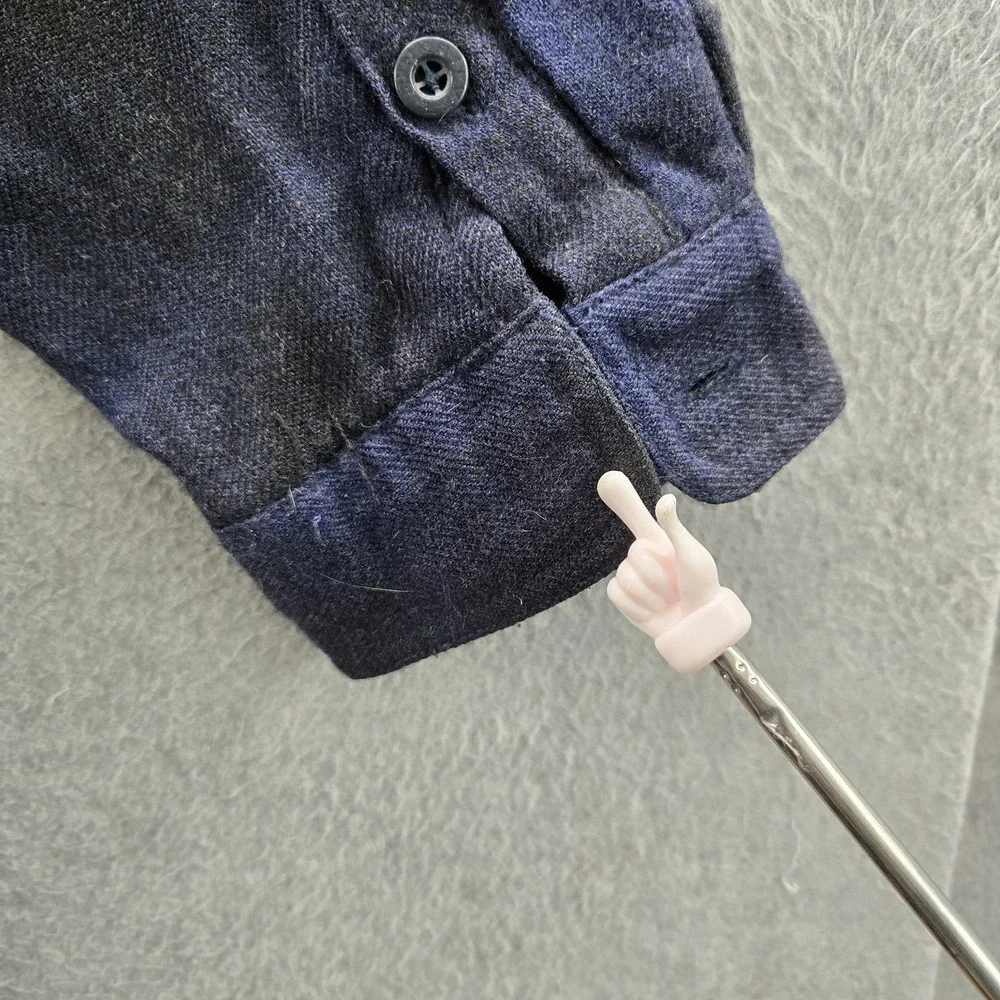 VINTAGE Quiksilver Men Jacket XL/TG Navy Wool Blend Fleece Flannel Lined READ